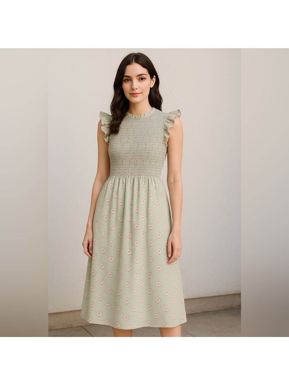 Smockingbird Block Print Floral Dress